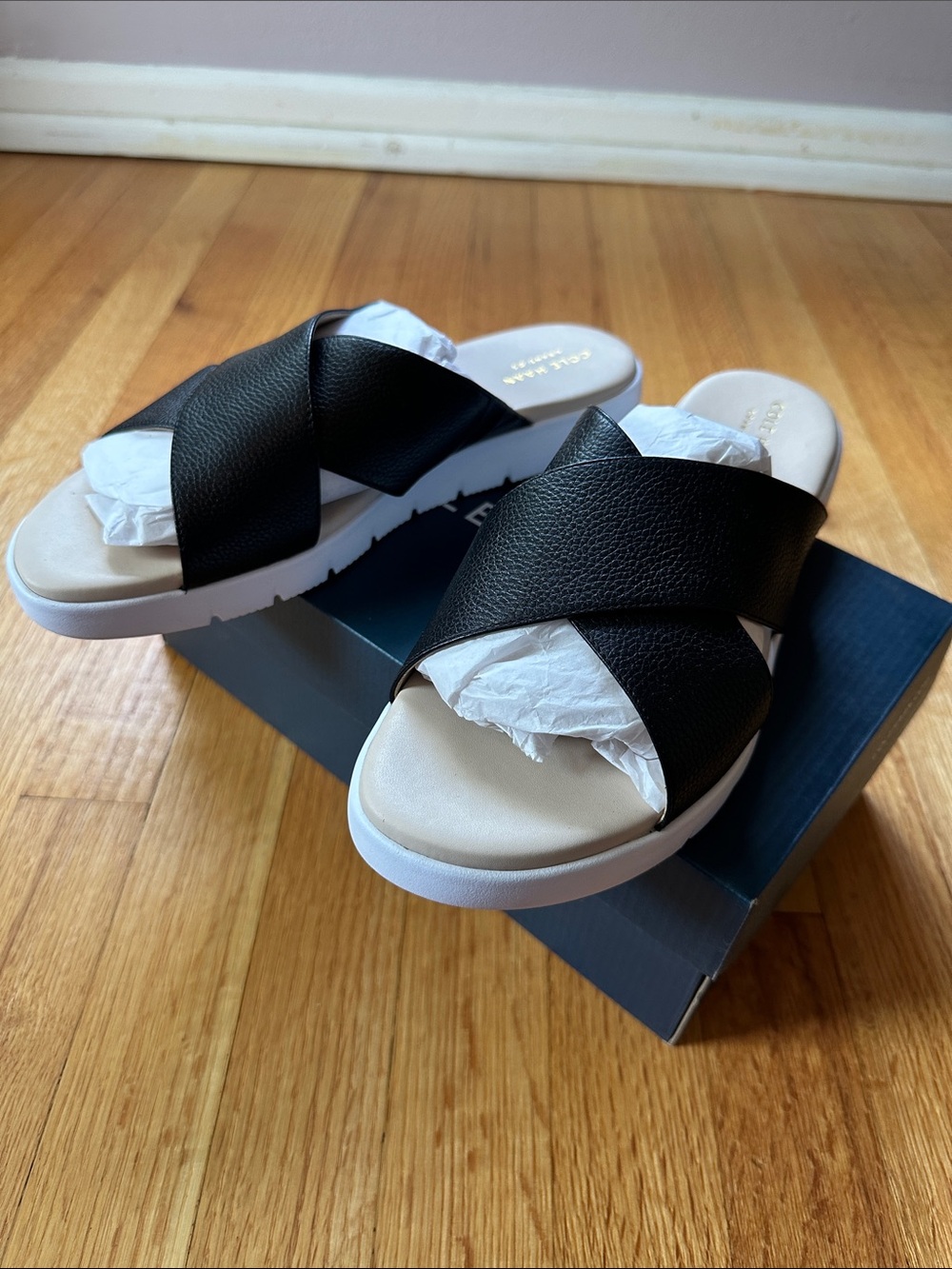 Zero Grand Women's Black Crossband Slide Sandals